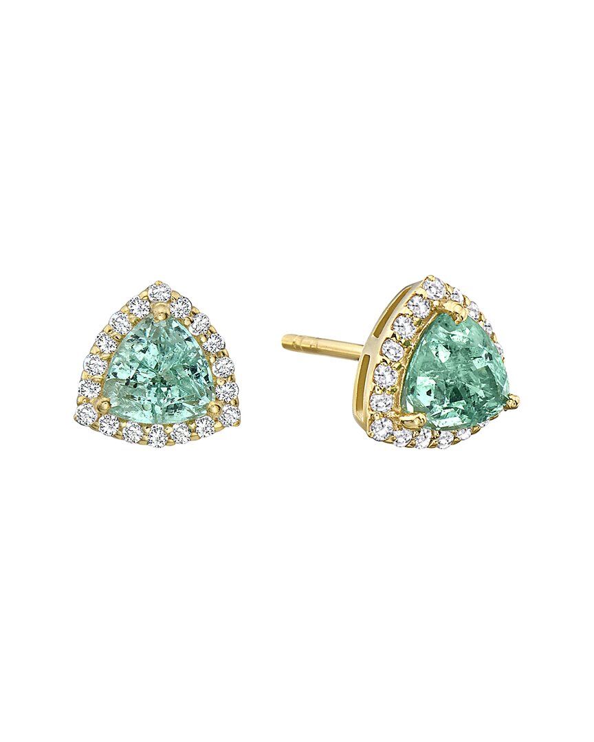 Forever Creations Usa Inc. Forever Creations 14k 2.29 Ct. Tw. Diamond & Emerald Triangle Earrings