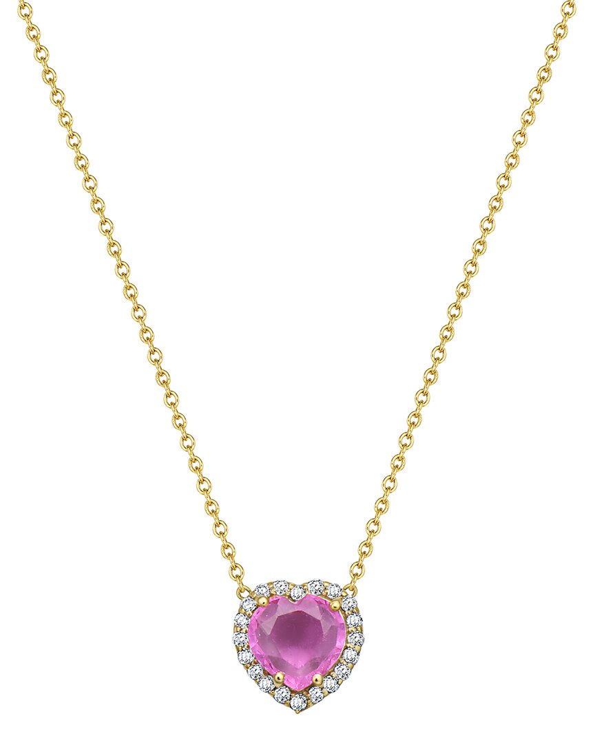 Shop Forever Creations Usa Inc. Forever Creations 14k 1.03 Ct. Tw. Diamond & Pink Sapphire Halo Heart Necklace