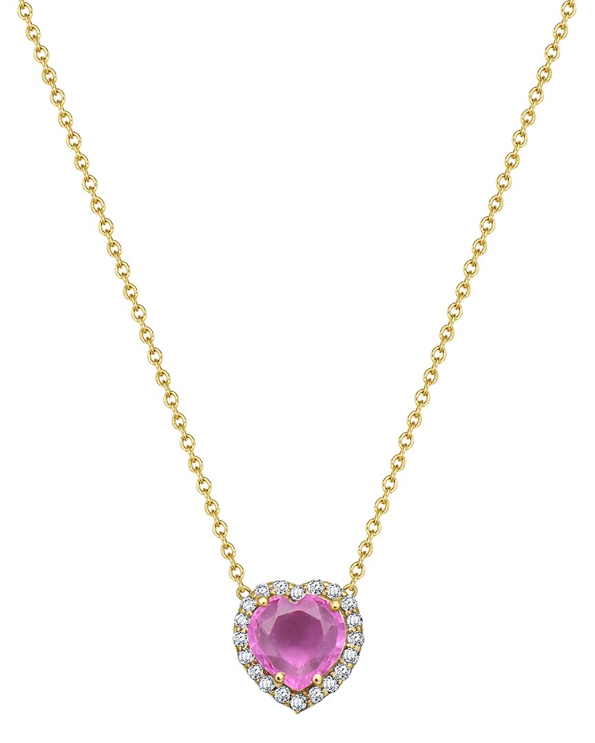 Forever Creations Usa Inc. Forever Creations 14k 1.03 Ct. Tw. Diamond & Pink Sapphire Halo Heart Necklace