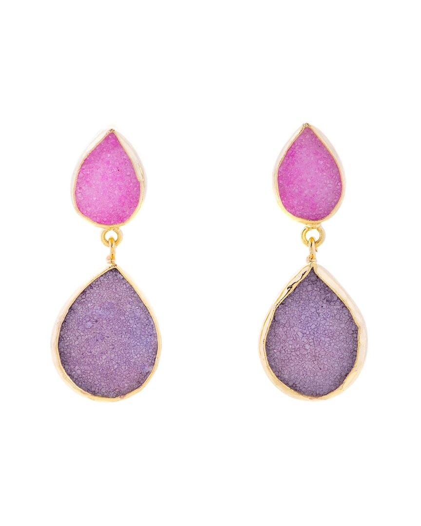 Saachi 18k Plated Agate Druzy Drop Earrings