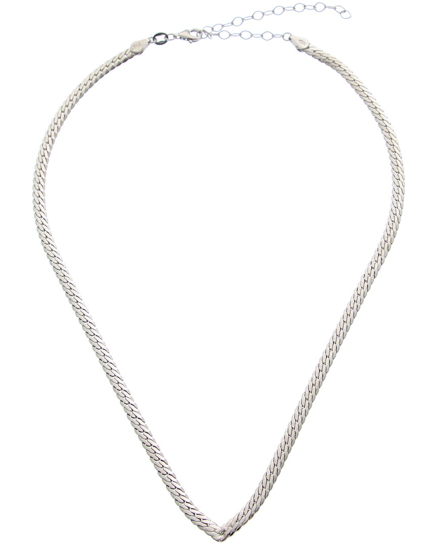 Meshmerise 18k Over Silver Herringbone Choker Necklace In White
