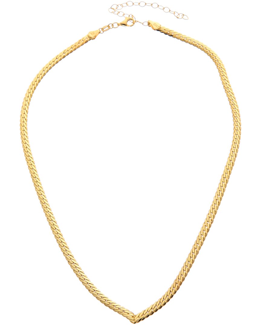 Meshmerise 18k Over Silver Herringbone Choker Necklace In Yellow