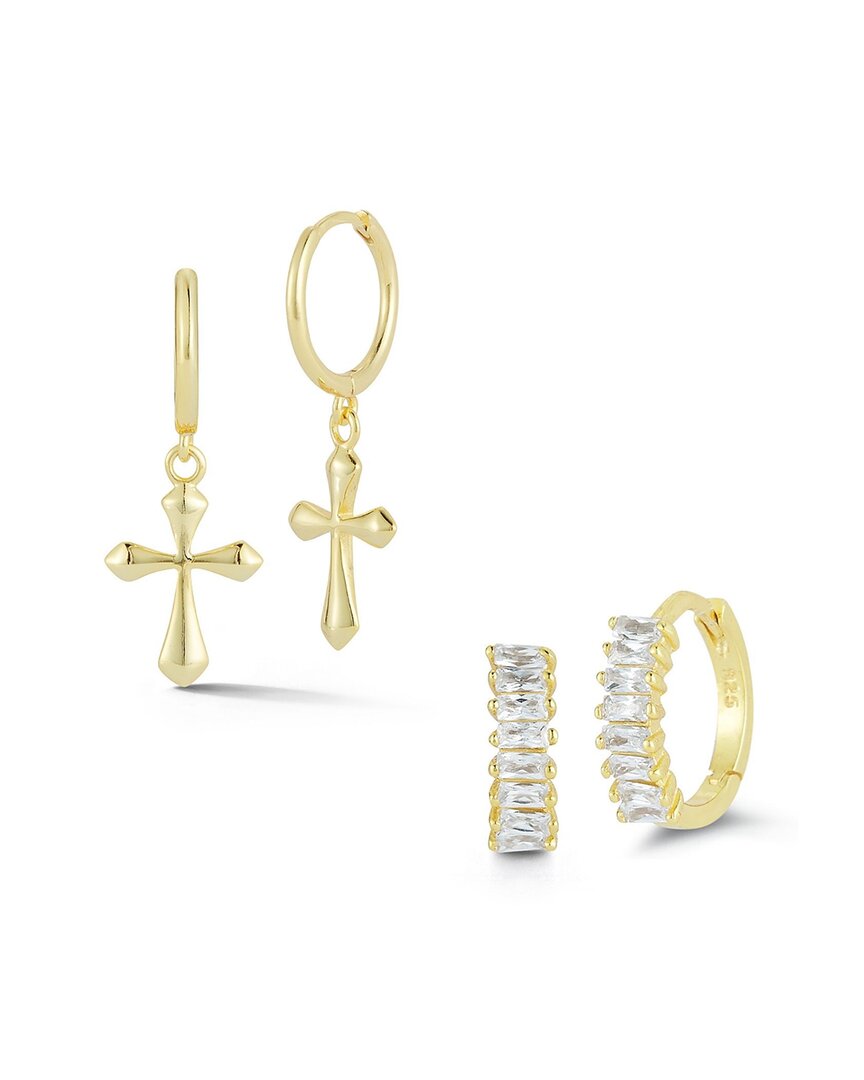 Glaze Jewelry 14k Over Silver Cz Cross Earrings Set