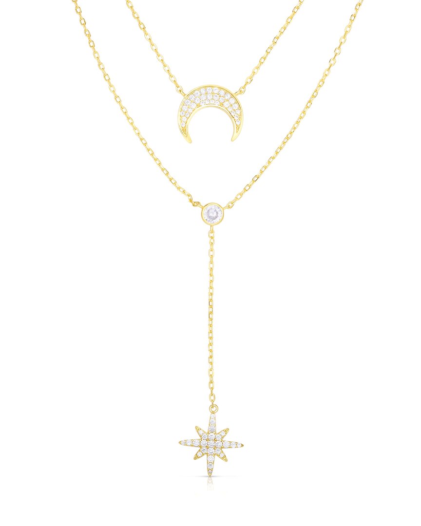 Sphera Milano 14k Over Silver Cz Layered Celestial Necklace