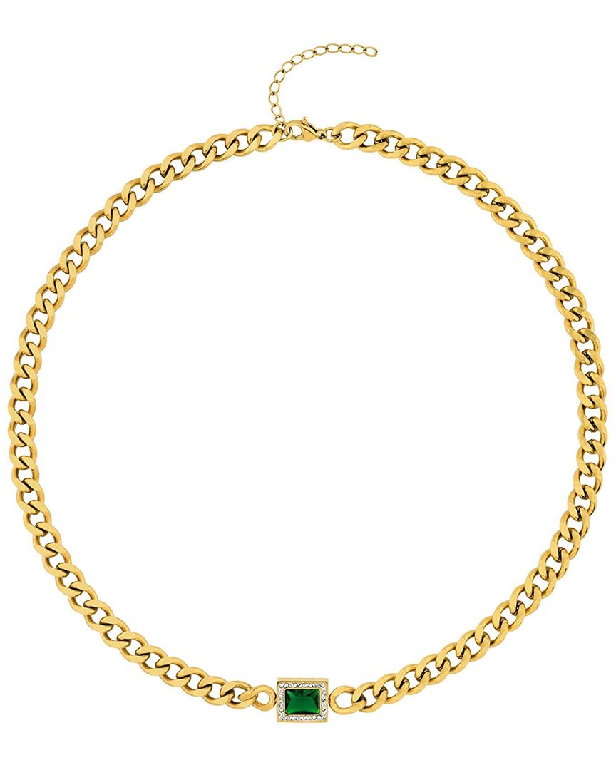 Liv Oliver 18k Gold Chain Emerald-cut Green Necklace