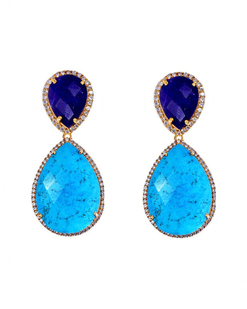 Liv Oliver 18k Plated 50.90 Ct. Tw. Gemstone Cz Earrings