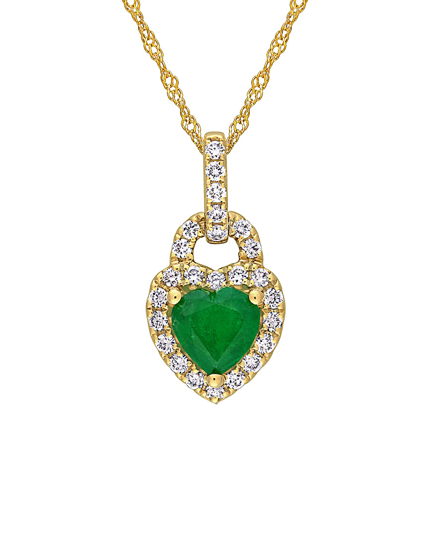 Rina Limor 14k 0.91 Ct. Tw. Diamond & Emerald Pendant Necklace
