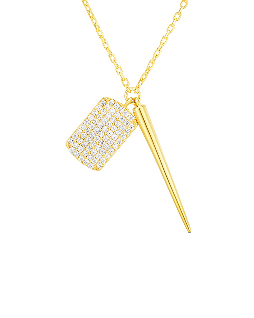 Sphera Milano 14k Over Silver Cz Pendant Necklace In Gold