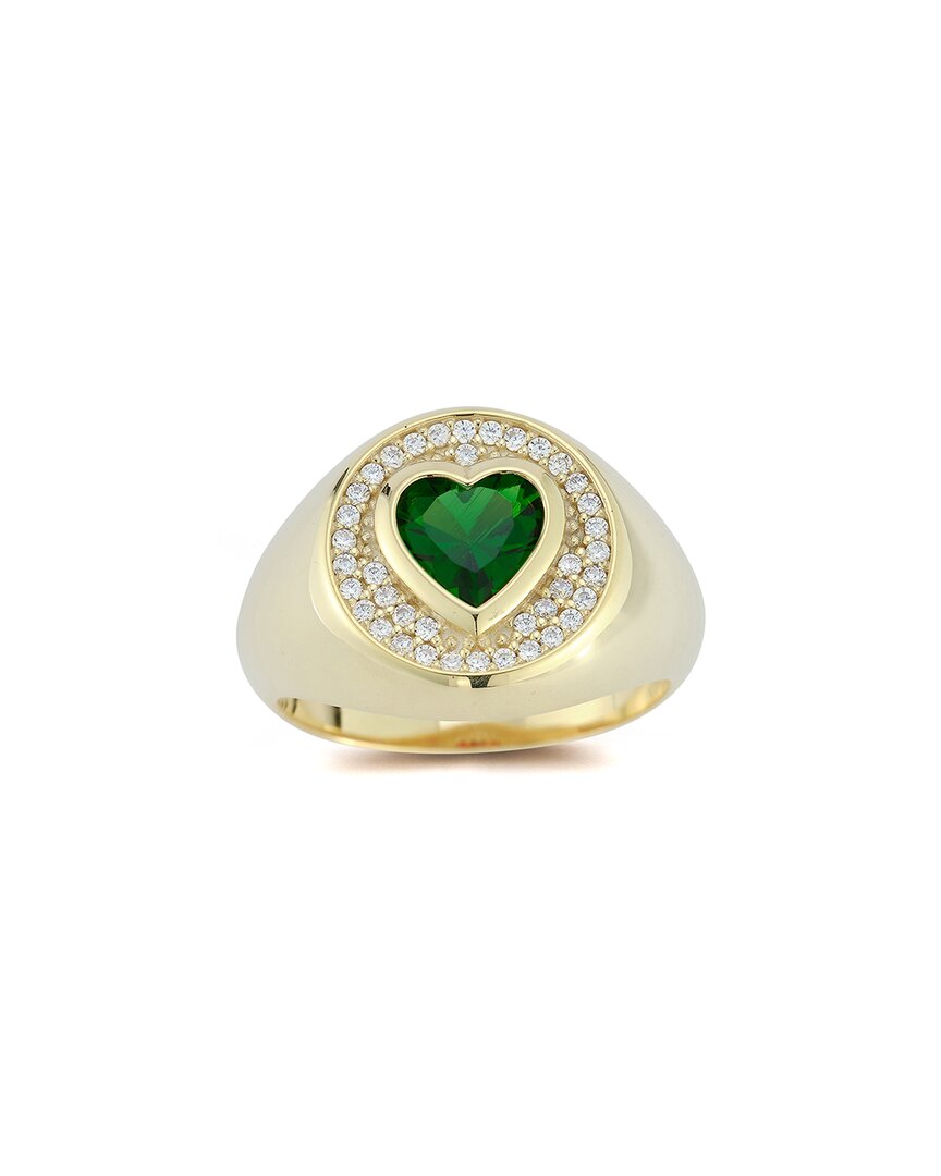 Sphera Milano 14k Over Silver Cz Heart Signet Ring In Gold