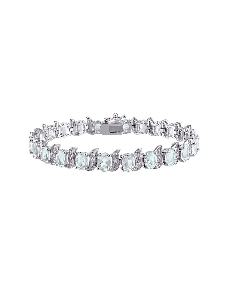 Rina Limor Silver 9.63 Ct. Tw. Diamond & Aquamarine Link Bracelet