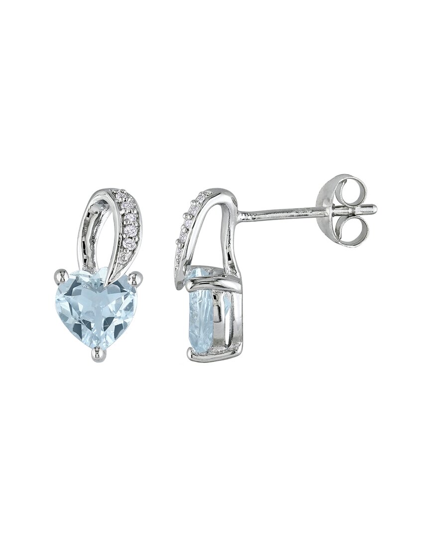 Rina Limor Silver 1.33 Ct. Tw. Diamond & Aquamarine Swirl Earrings