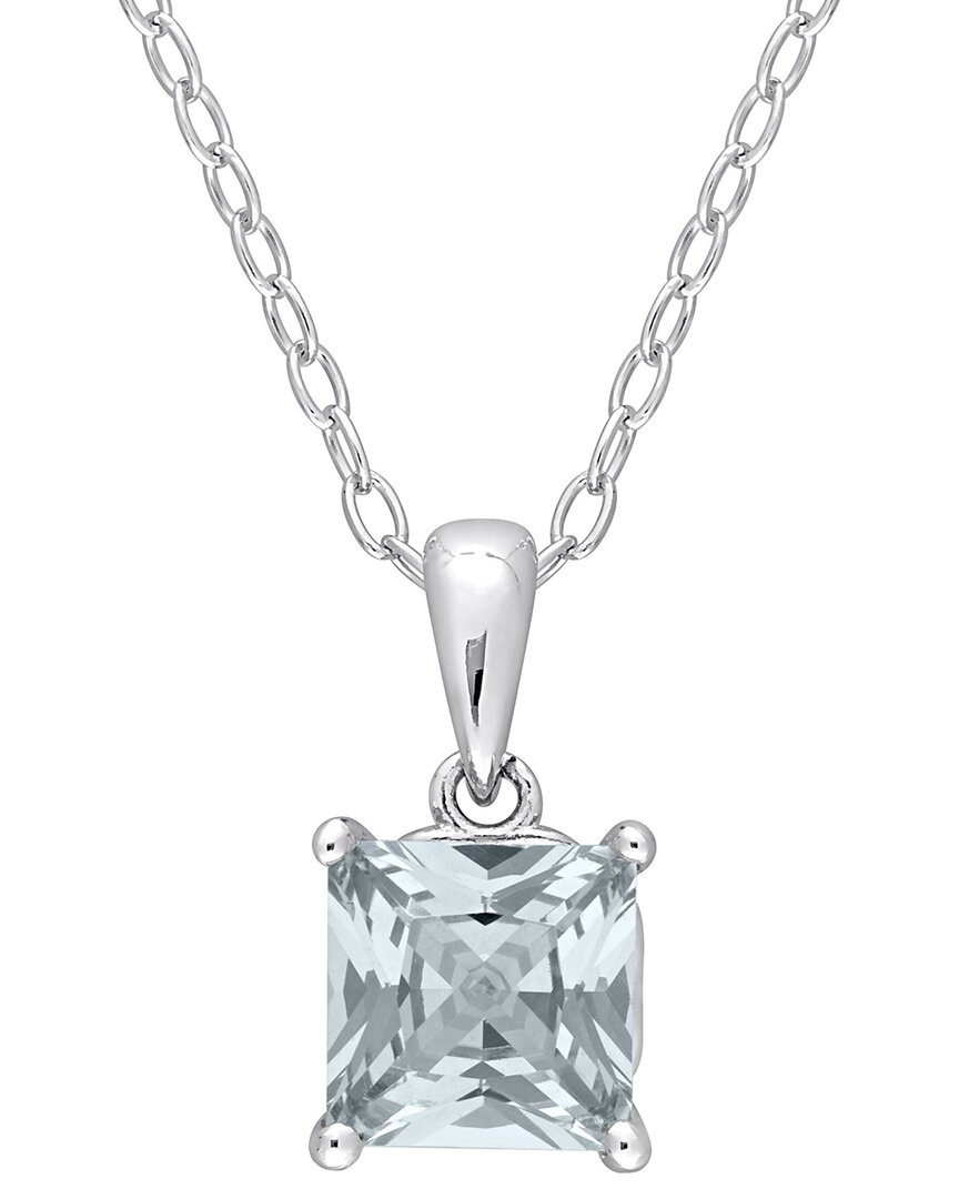 Rina Limor Silver 1.00 Ct. Tw. Aquamarine Solitaire Heart Pendant Necklace