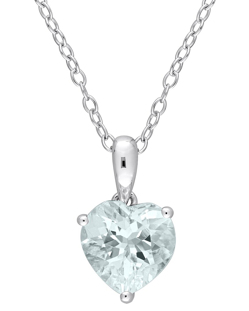 Rina Limor Silver 1.50 Ct. Tw. Aquamarine Heart Pendant Necklace