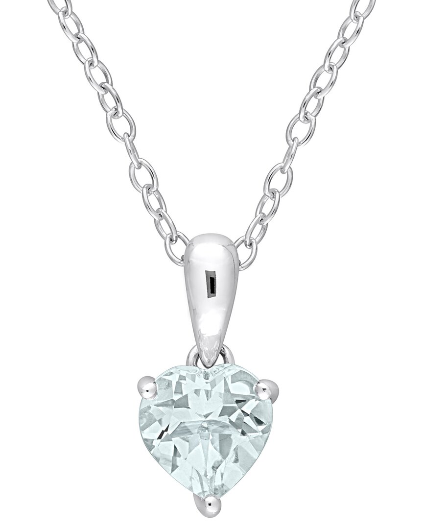 Rina Limor Silver 0.65 Ct. Tw. Aquamarine Heart Necklace