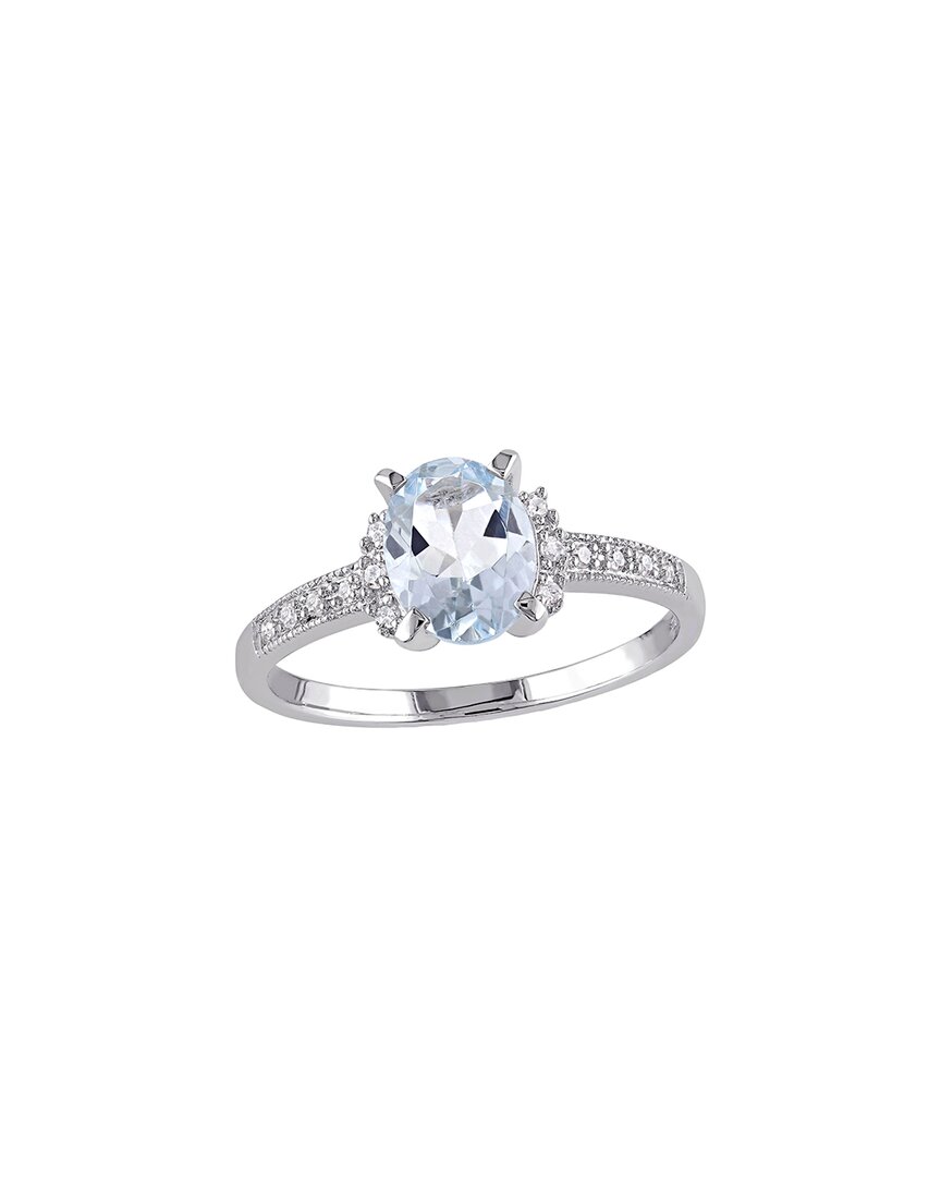 Rina Limor Silver 1.07 Ct. Tw. Diamond & Aquamarine Ring