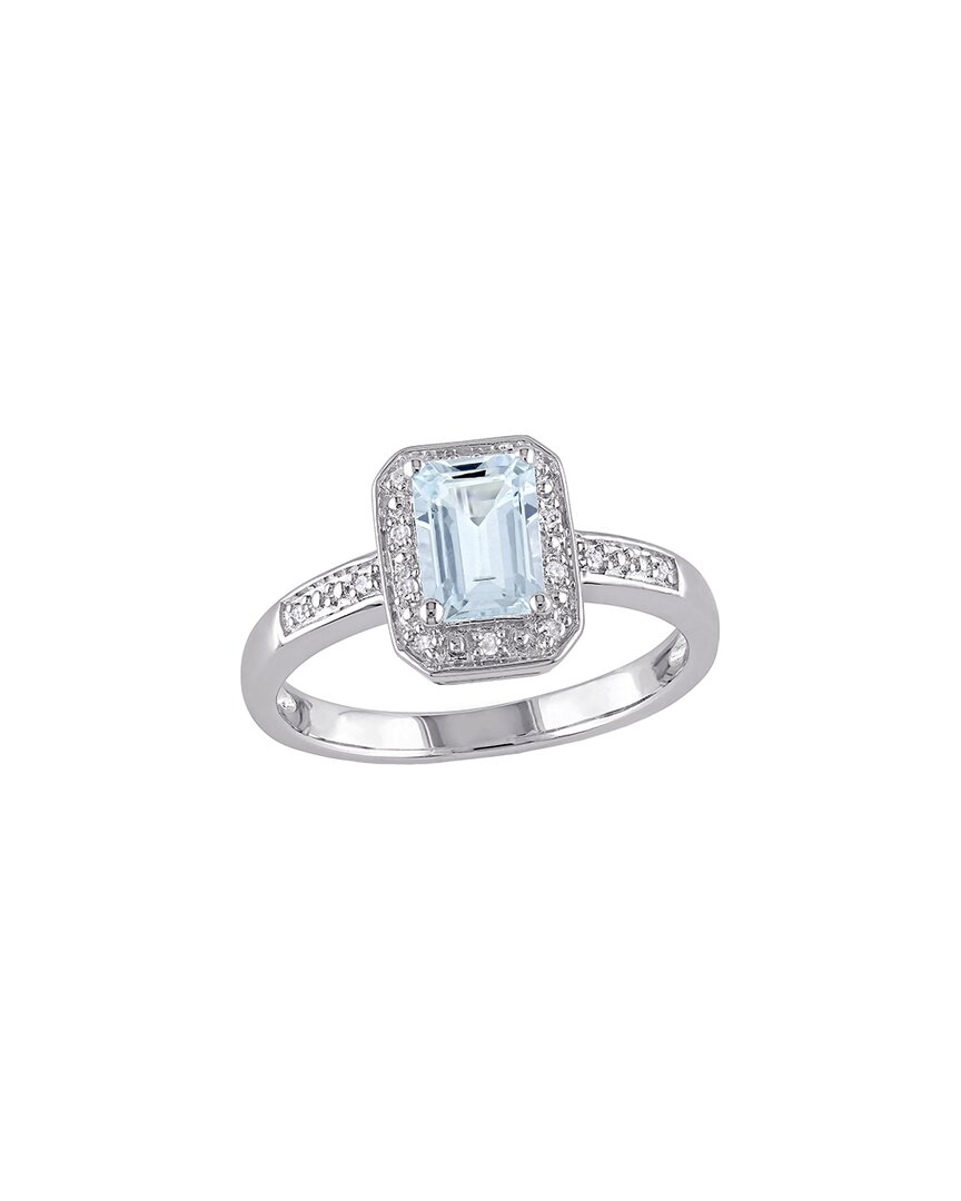 Rina Limor Silver 1.01 Ct. Tw. Diamond & Aquamarine Accent Ring