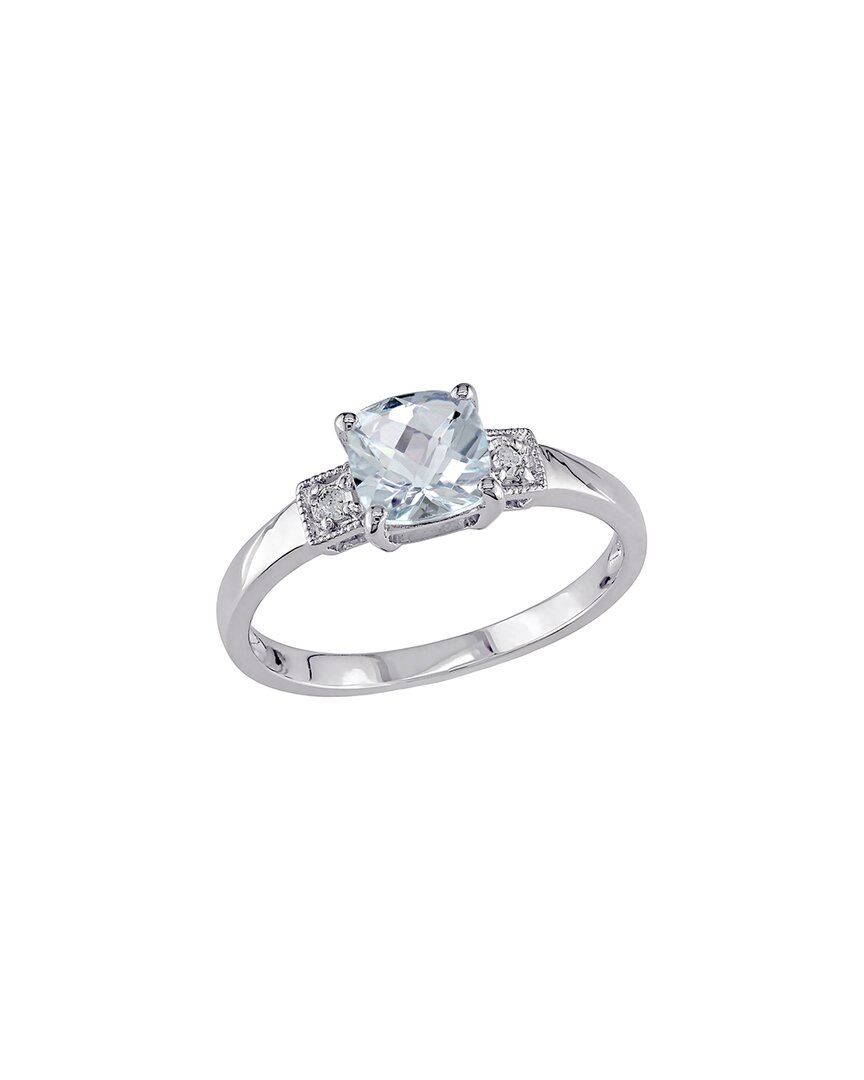 Rina Limor Silver 0.89 Ct. Tw. Diamond & Aquamarine Accent Ring