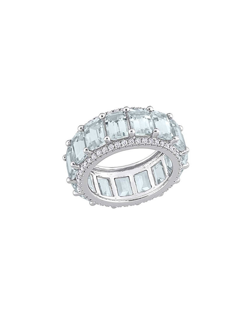 Rina Limor Silver 8.83 Ct. Tw. Diamond & Aquamarine Eternity Ring
