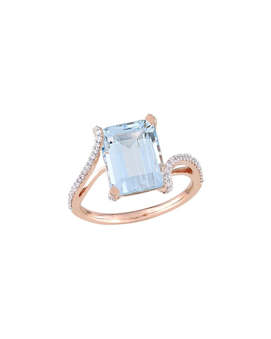 Rina Limor 14k Rose Gold 3.73 Ct. Tw. Diamond & Aquamarine Bypass Ring