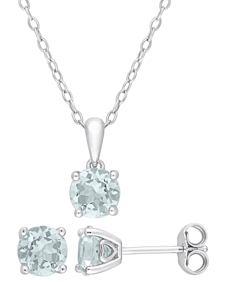 Rina Limor Silver 2.20 Ct. Tw. Aquamarine 2pc Jewelry Set