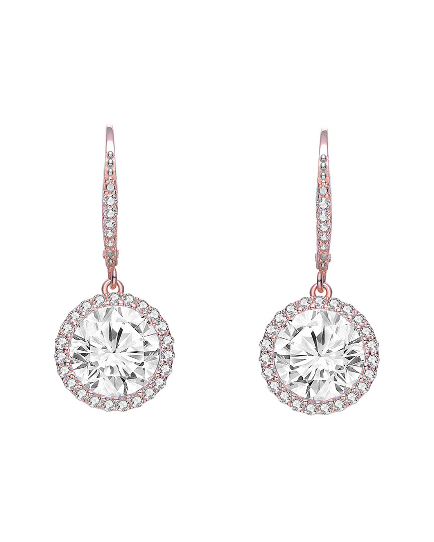 Genevive 14k Rose Gold Vermeil Cz Drop Earrings