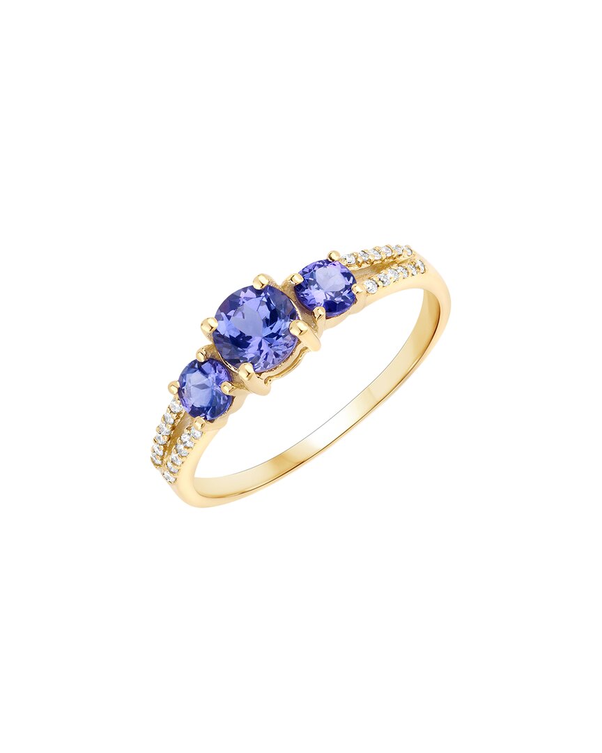 Shop Diana M. Fine Jewelry 14k 0.92 Ct. Tw. Diamond & Tanzanite Three-stone Ring