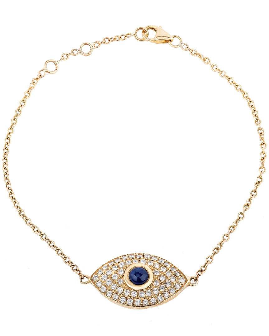 Ariana Rabbani 14k 0.57 Ct. Tw. Diamond & Sapphire Evil Eye Bracelet In Gold