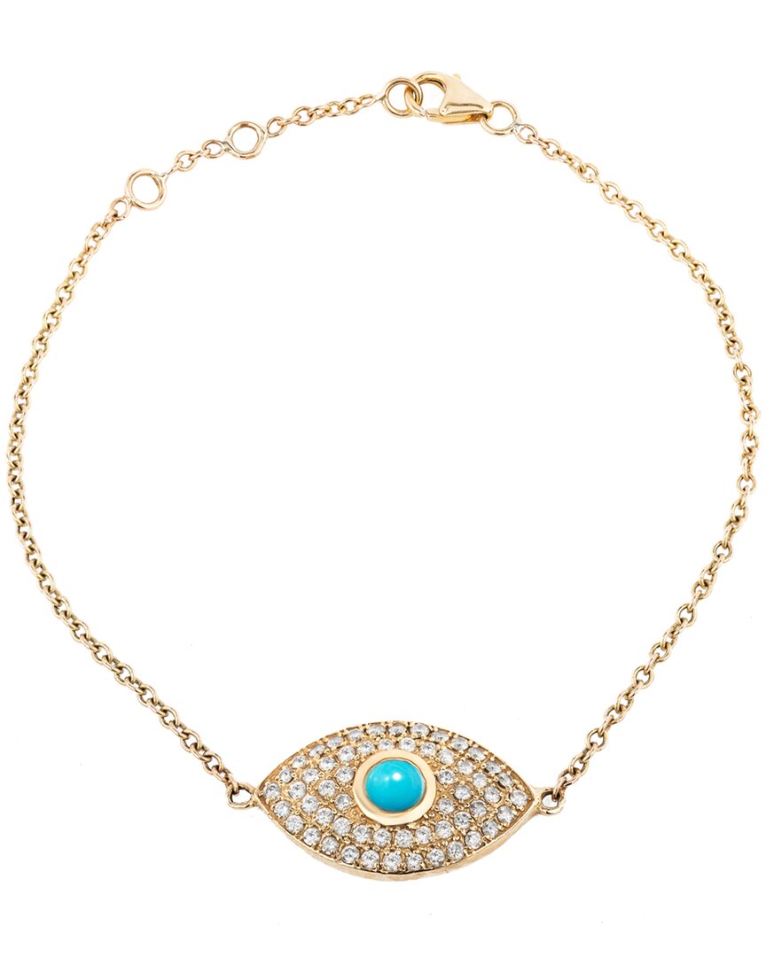 Ariana Rabbani 14k 0.57 Ct. Tw. Diamond & Turquoise Evil Eye Bracelet In Gold