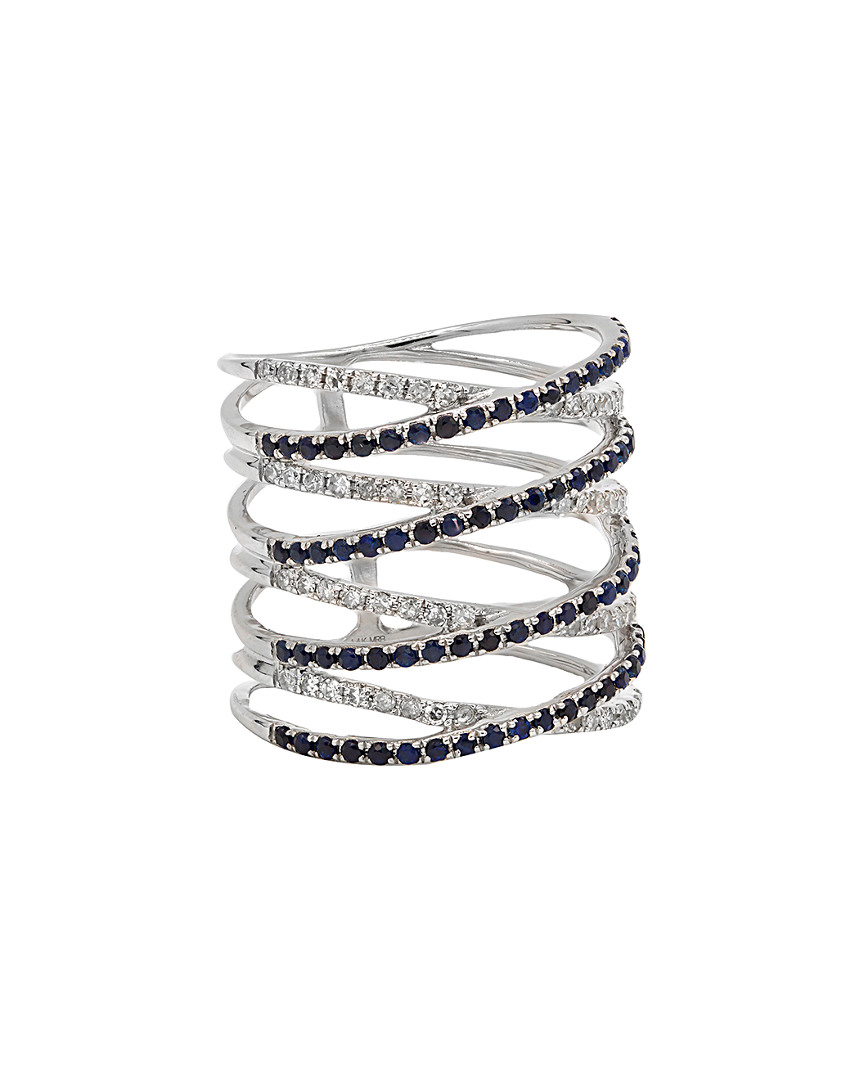 Diana M. Sapphire And Diamond Criss-cross Ring In White