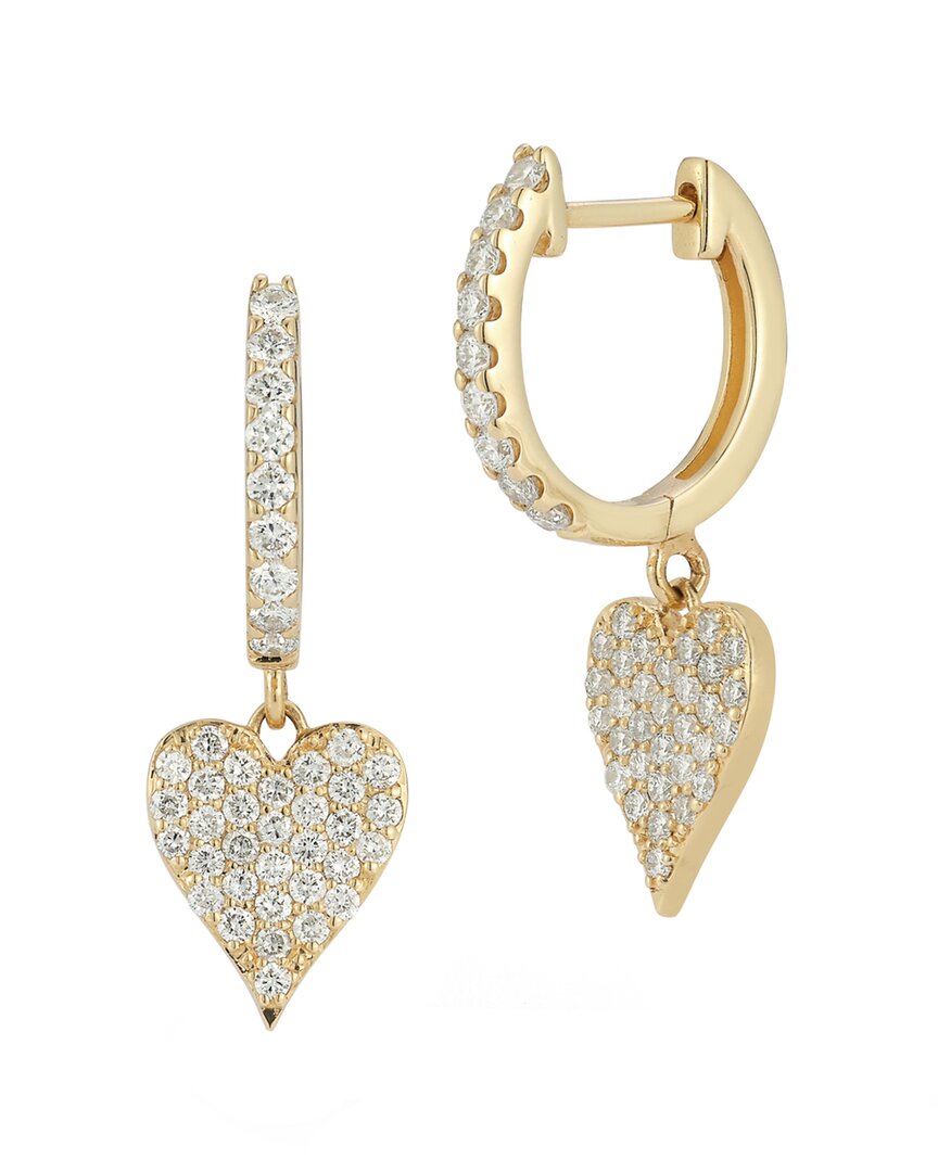 Nephora 14k 0.48 Ct. Tw. Diamond Dangle Heart Huggie Earrings