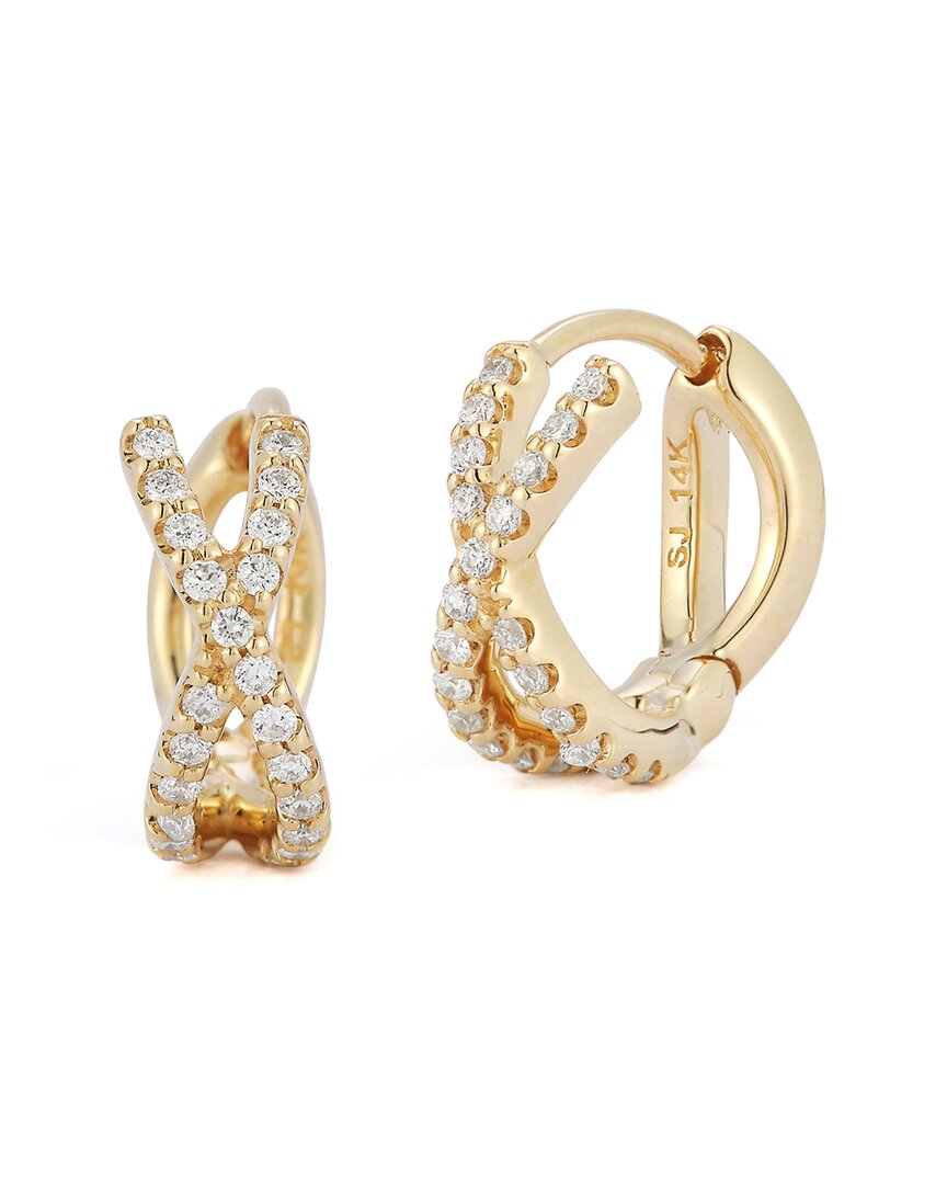 Nephora 14k 0.13 Ct. Tw. Diamond Crisscross Huggie Earrings