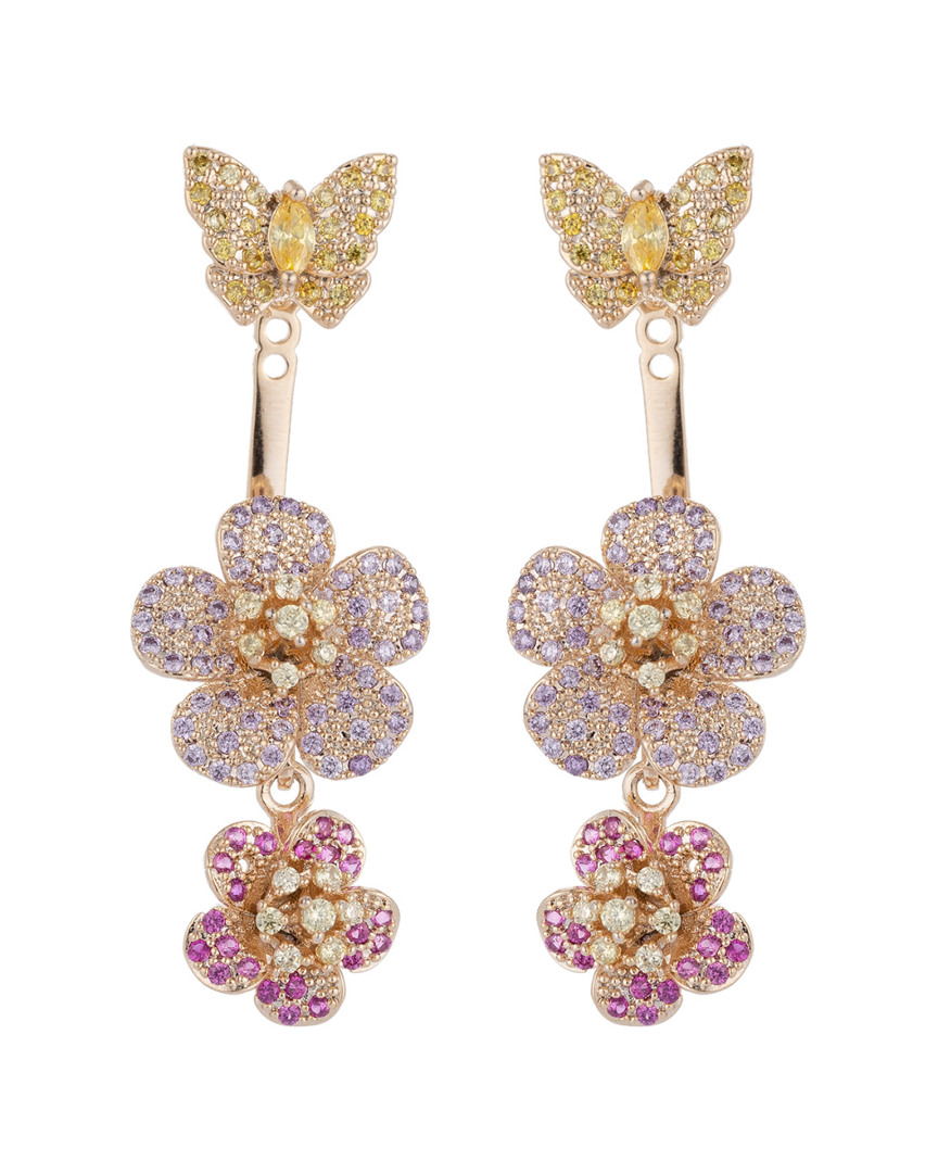 Eye Candy La Luxe Collection 18k Plated Cz Rose Drop Earrings