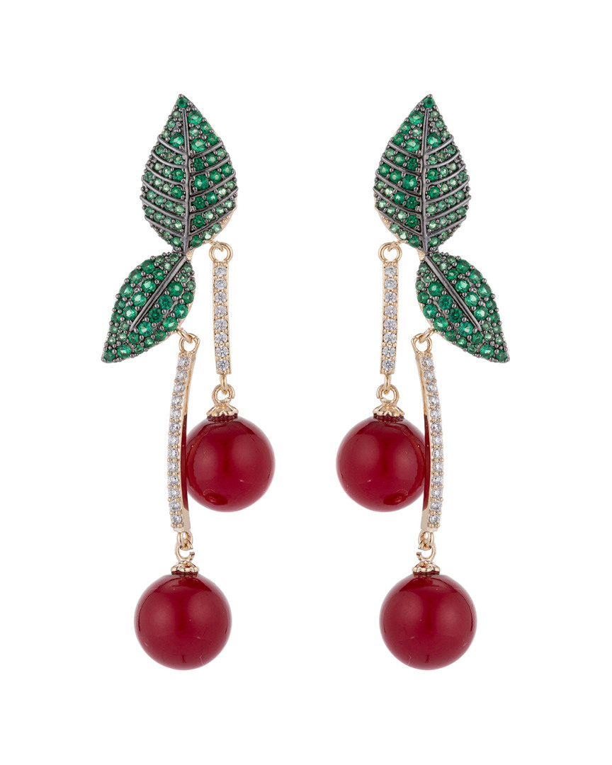 Eye Candy La Luxe Collection Cz Cherry Earrings In Green