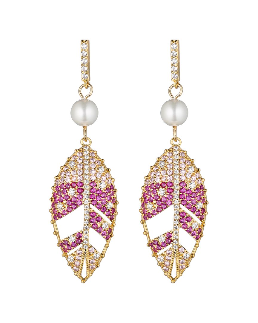 Shop Eye Candy La Luxe Collection 18k Plated Cz Leaf Drop Earrings