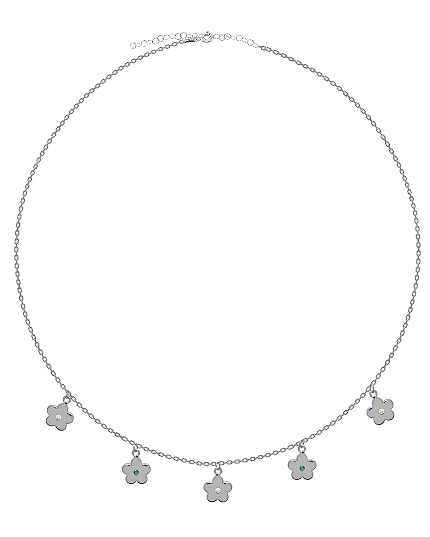 Gabi Rielle Silver Cz Flower Drop Necklace