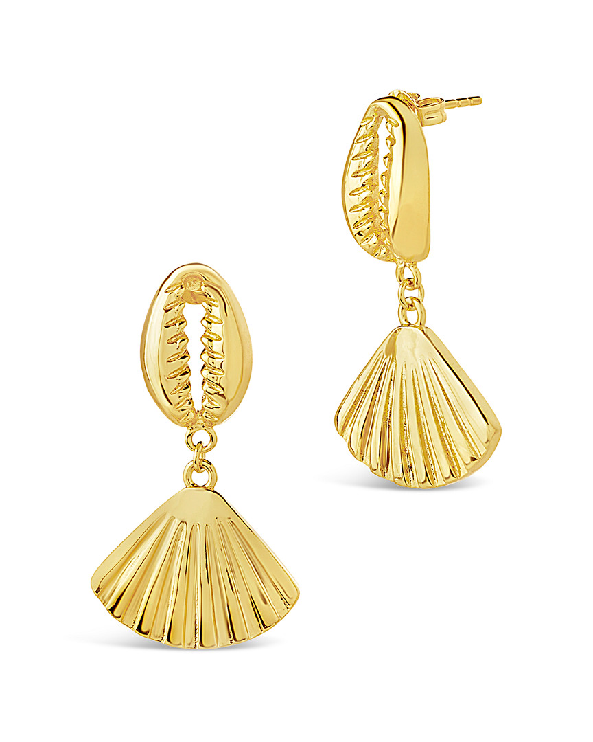 Sterling Forever 14k Plated Puka & Scallop Shell Drop Earrings