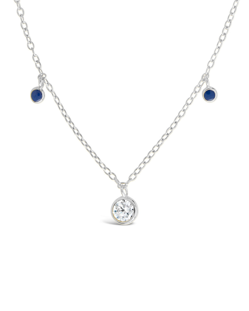 Sterling Forever Silver Cz & Enamel Charm Necklace