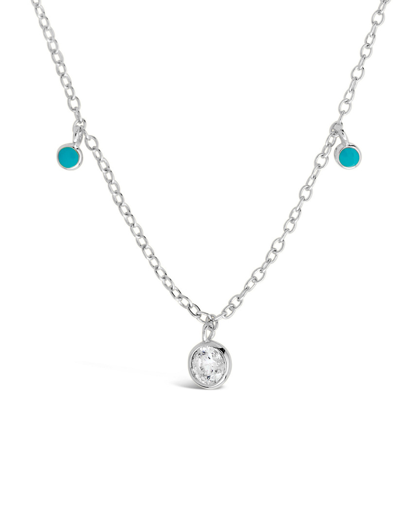 Sterling Forever Silver Cz & Enamel Charm Necklace