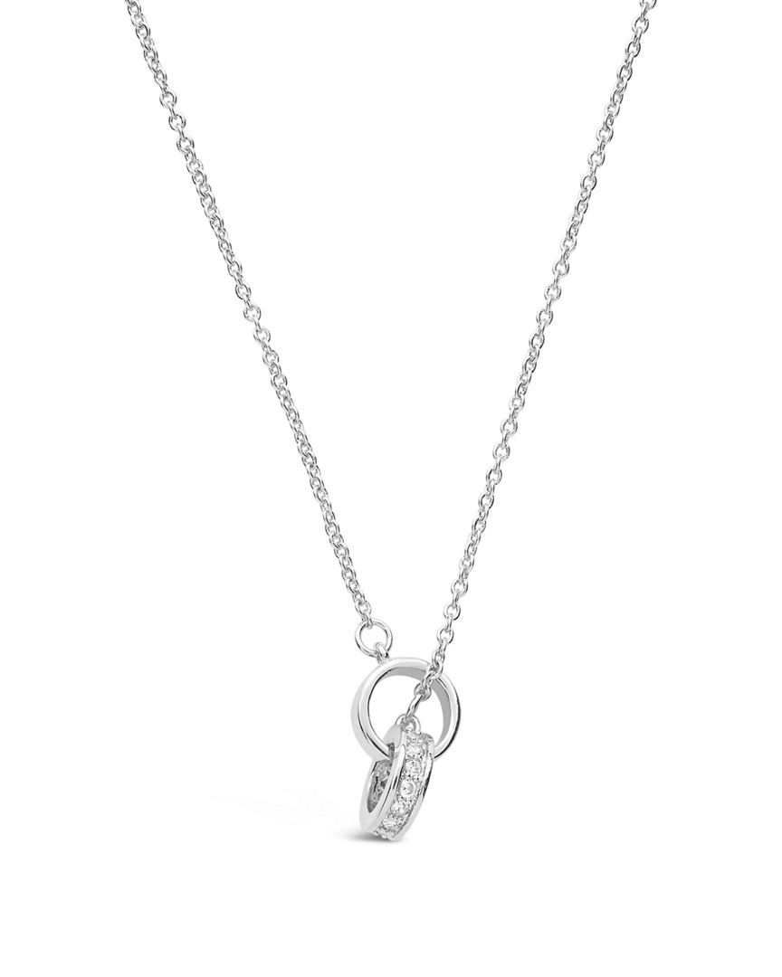 Sterling Forever Rhodium Plated Cz Interlocking Circle Pendant Necklace