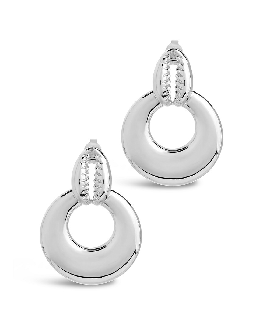 Sterling Forever Rhodium Plated Puka Shell Statement Drop Earrings