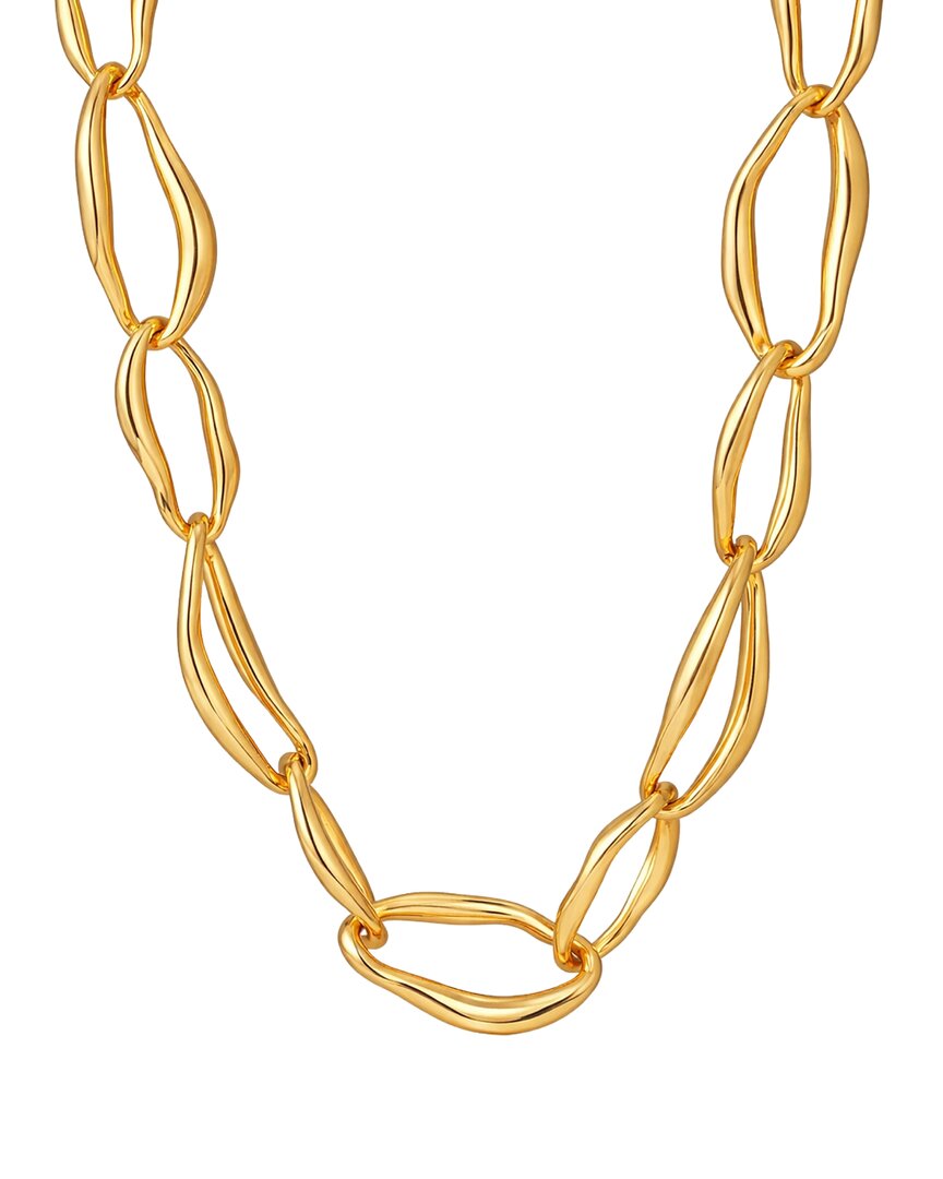 Liv Oliver 18k Plated Abstract Link Necklace In Gold