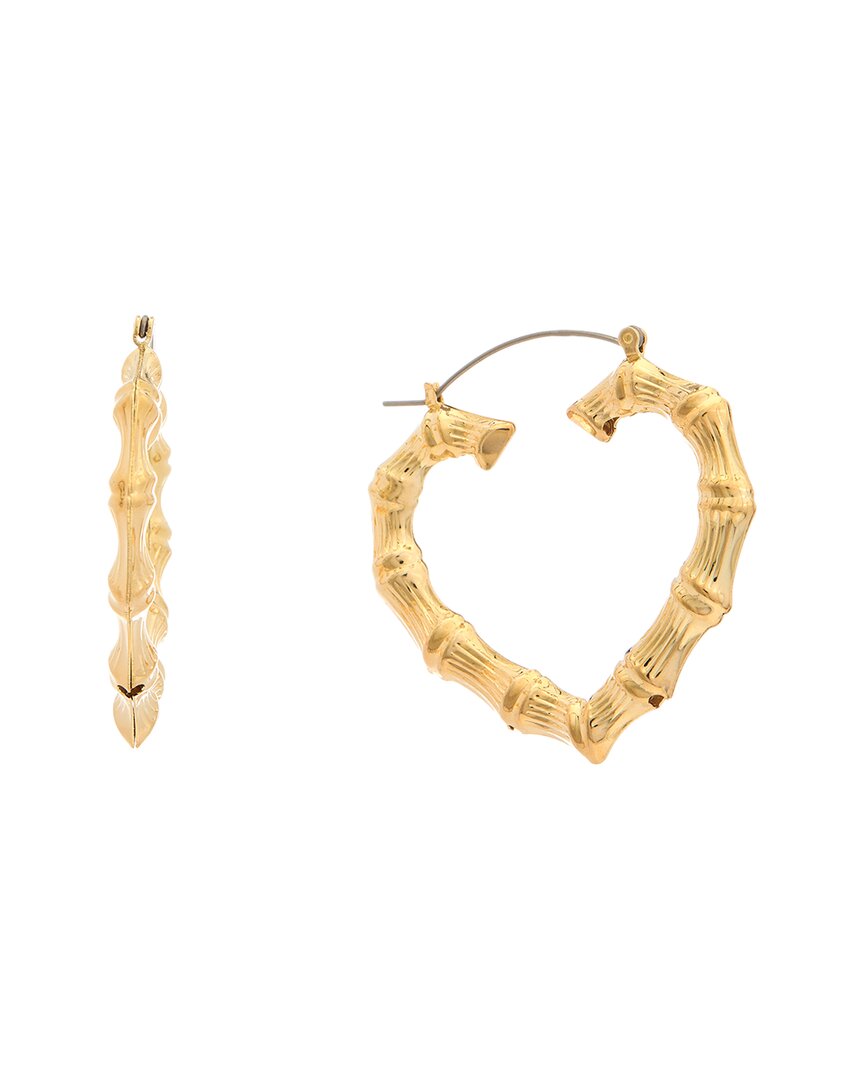 Juvell 18k Plated Diamond Bamboo Hoops