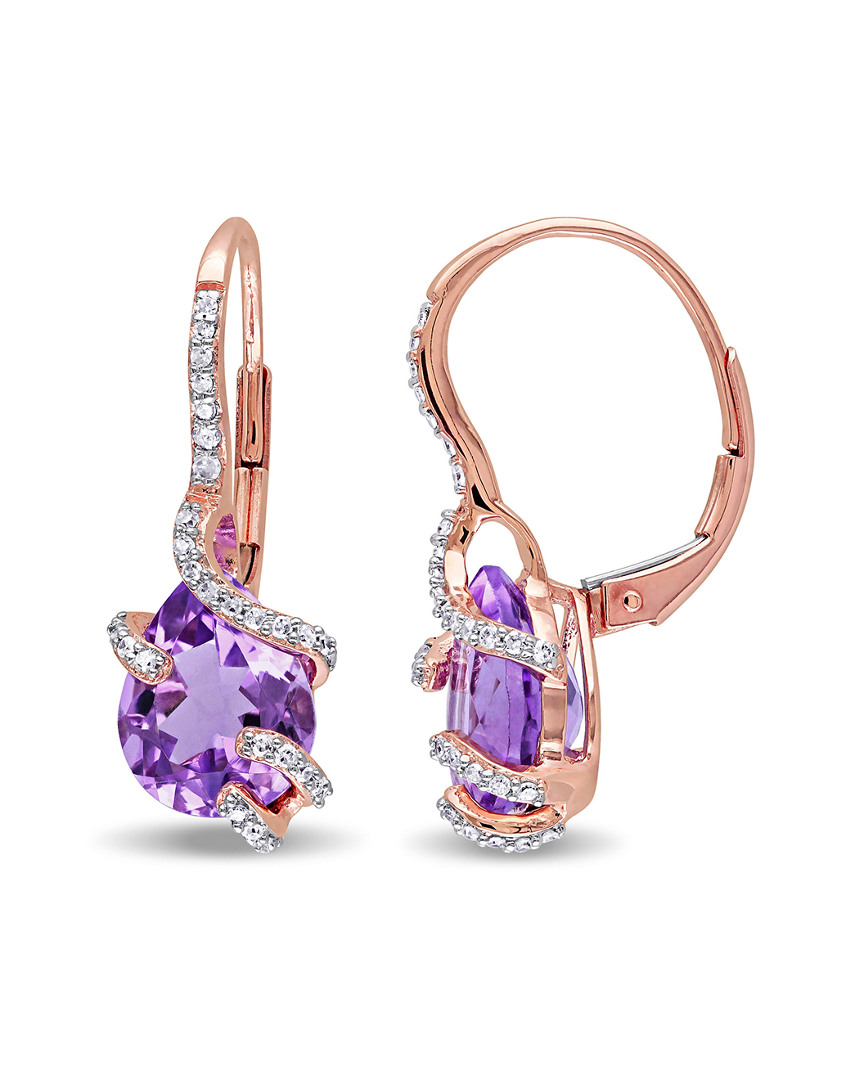 Rina Limor 10k Rose Gold 4.20 Ct. Tw. Diamond & Amethyst Earrings