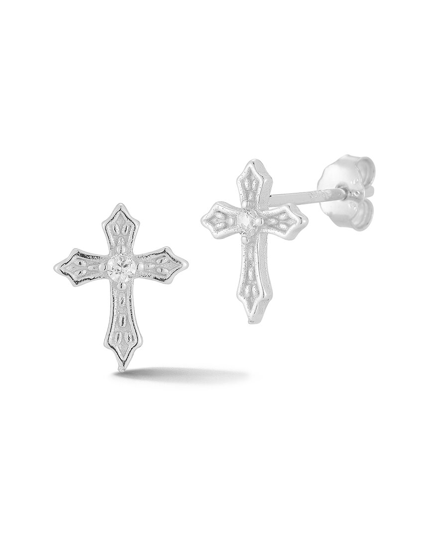 Glaze Jewelry Silver CZ Cross Studs