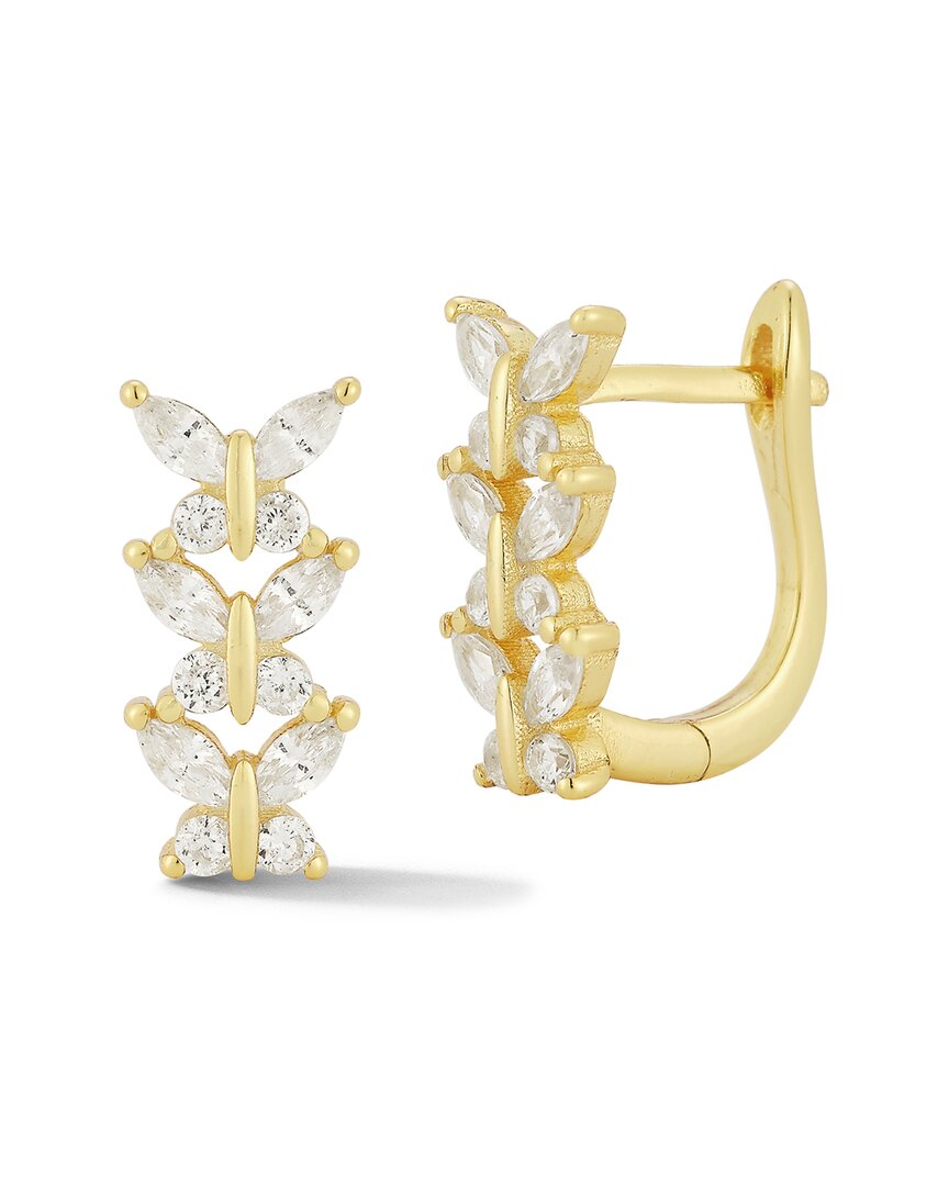 Glaze Jewelry 14K Over Silver CZ Butterfly Huggie Earrings