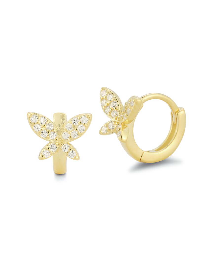 Glaze Jewelry 14k Over Silver Diamond Cz Butterfly Huggie Earrings