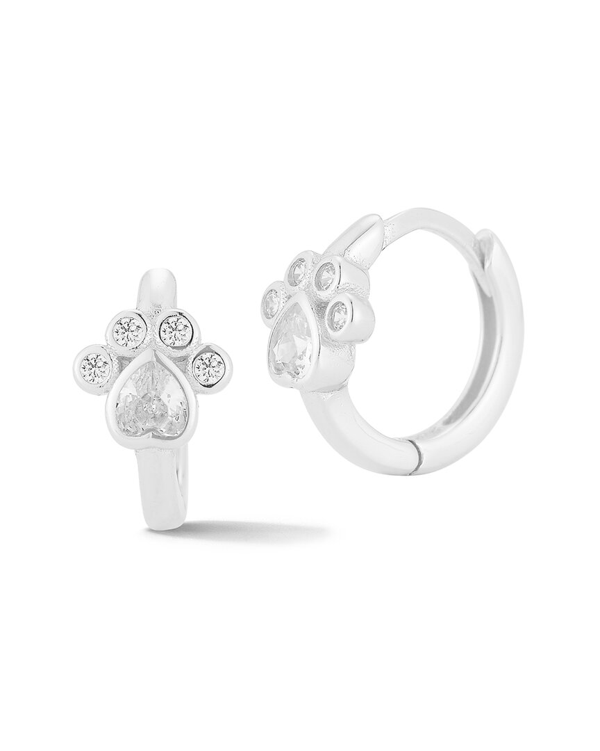 Glaze Jewelry Silver CZ Paw Huggie Earrings