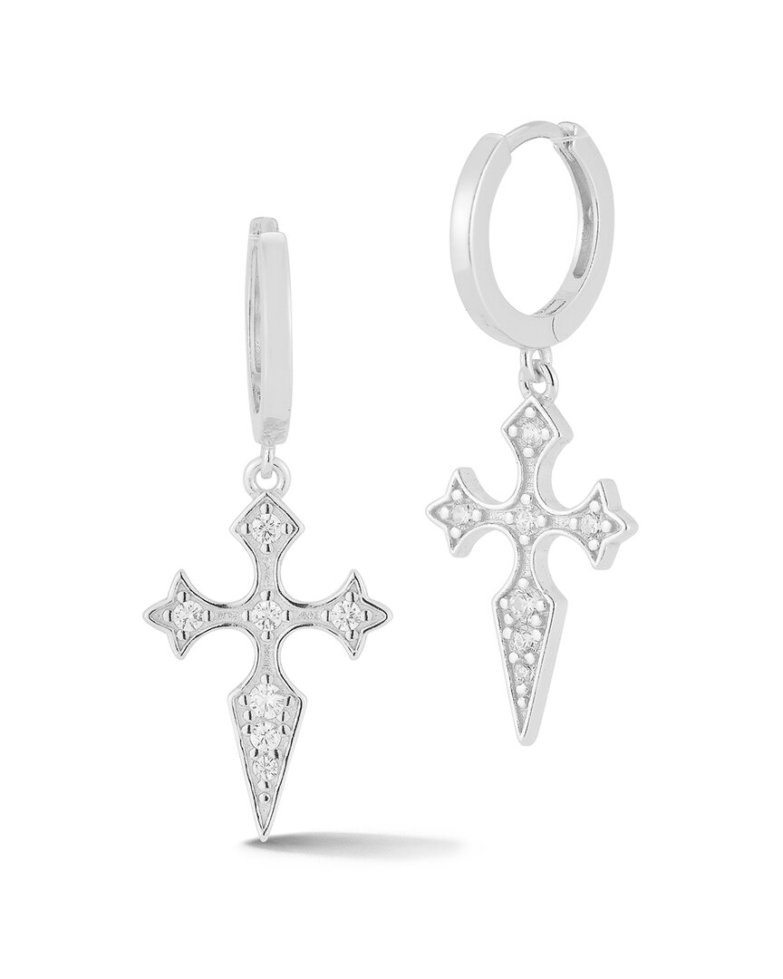 Glaze Jewelry Silver CZ Cross Hoops