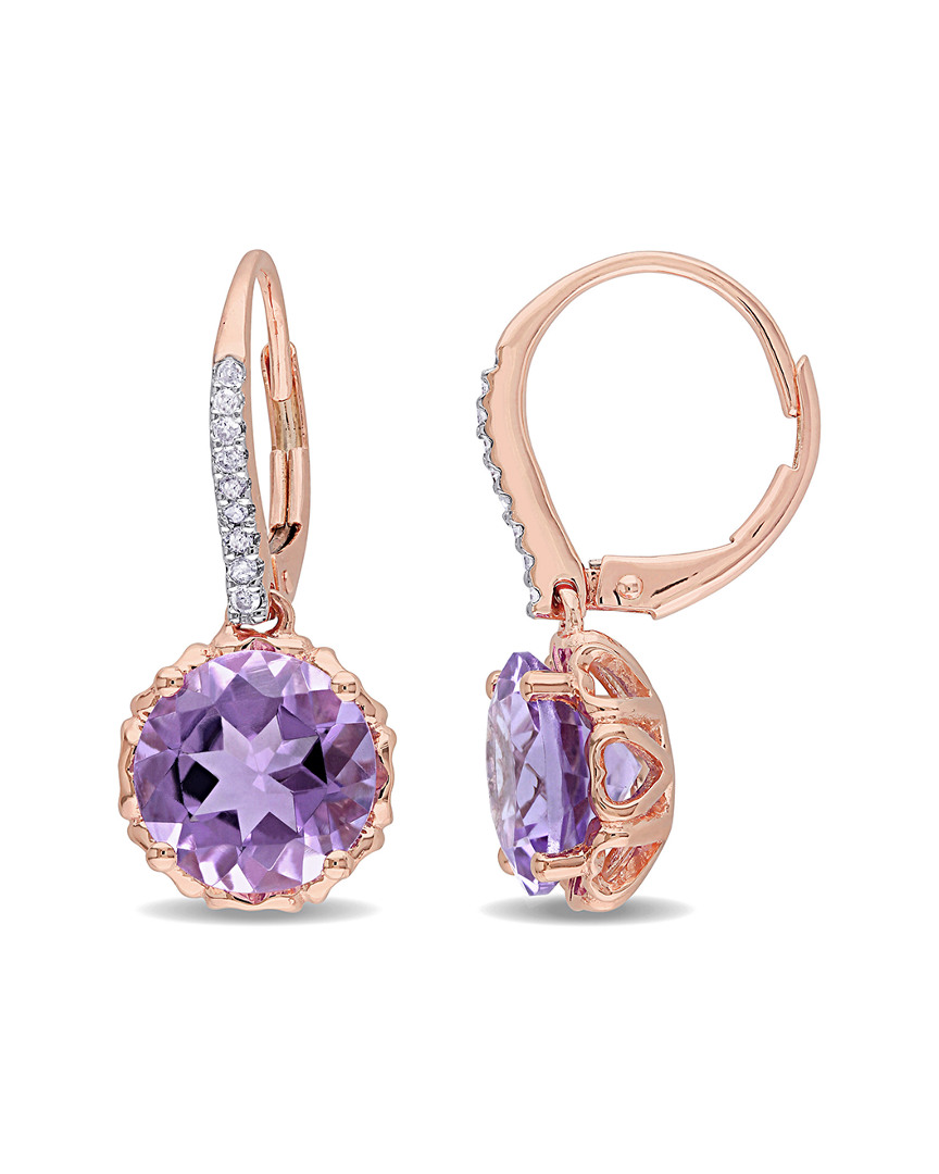 Rina Limor 10k Rose Gold 5.09 Ct. Tw. Diamond & Amethyst Earrings