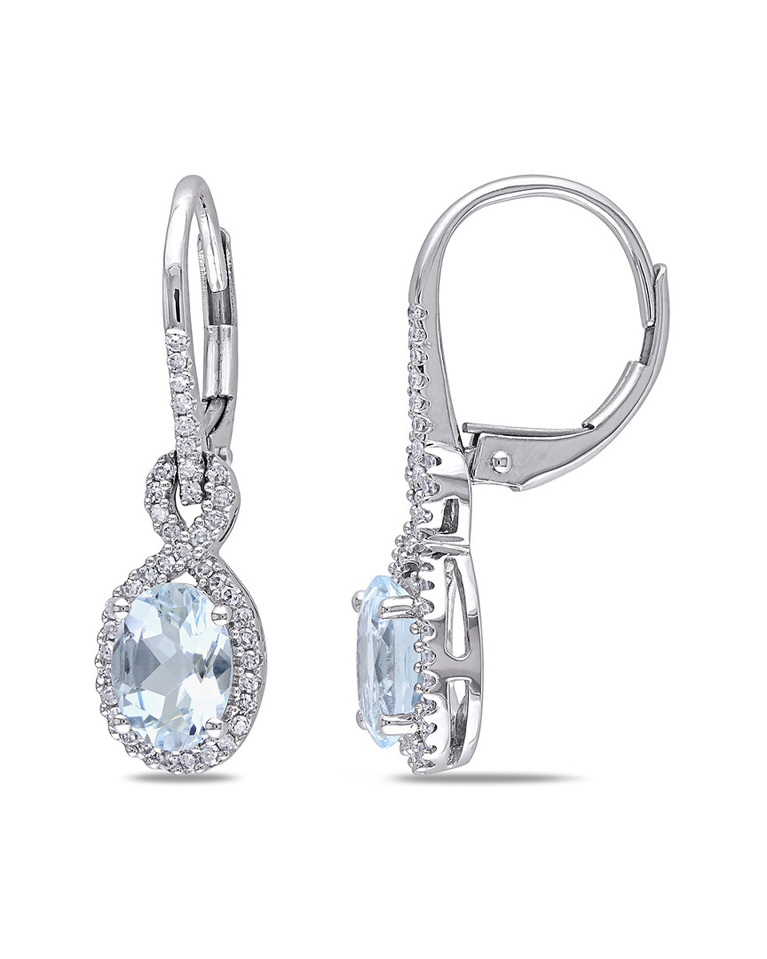 Rina Limor 10k 1.45 Ct. Tw. Diamond & Oval Aquamarine Earrings